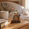 Hand Painted Rabbit Decorations Wooden Fairy Door Decor, 2D Gnome Elf Ornament, Bunny Mushroom Springtime Living Room Embellishments Wood Craft, House