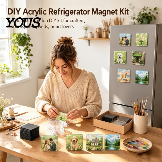 Magnetic Photo Frame Set 10/20/50Pcs DIY Fridge Magnet Kit, Clear Acrylic with Adhesive Backing, Custom Picture Making for Crafts Craft