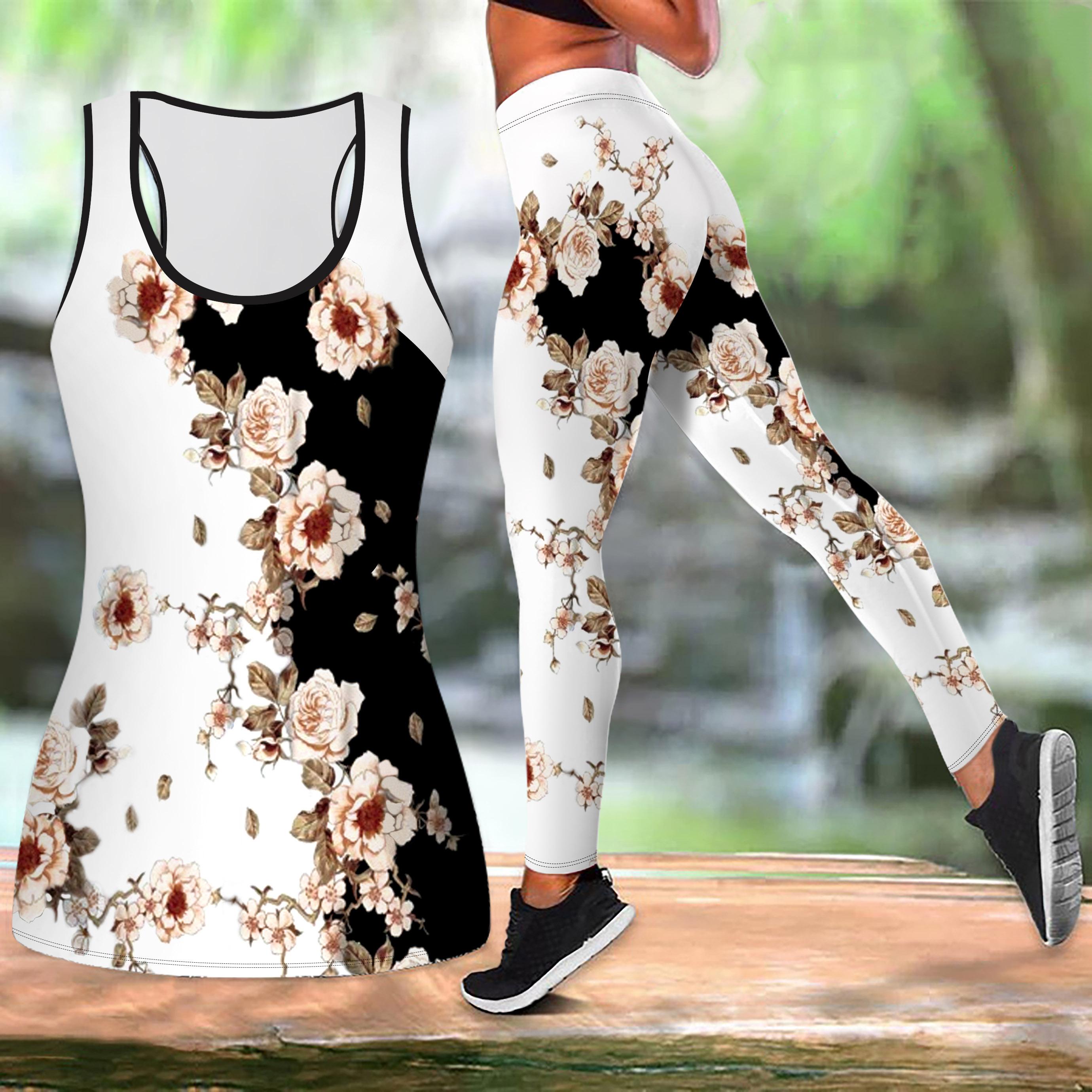 

Красный очаровательный цветочный принт йога костюм для женщин модные леггинсы для тренировок фитнес спортивный повседневный комплект для йоги спортивный костюм 8XL розовый