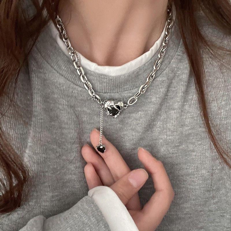 Stainless Steel Gray Color Glass Beaded Choker Necklaces for Women Men Personality Hiphop Necklaces All Saints' Day Jewelry Gift