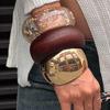 Vintage Wide Bangle Chunky Hip-hop Bracelet Creative Hand Ring