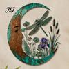 Indoor Outdoor Yard Ornaments Vintage Crescent Moon Wall Art, Fairy Witch Bee Dragonfly Iron Hanging Unique Housewarming Gifts for Her Decor,