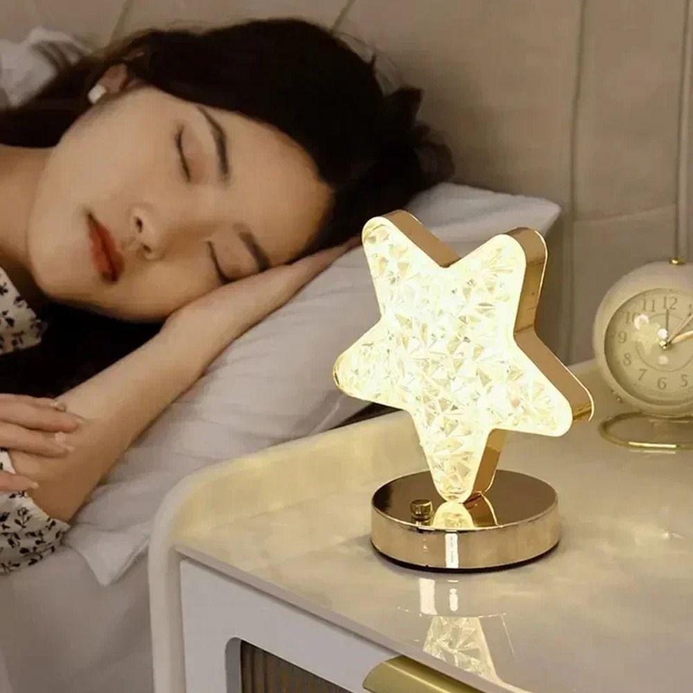 Dimmable LED Atmosphere Lamp Cordless Star Bedside Lamp Creative Crystal Night Light  Bedroom