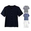 Men Button Down T-shirt Solid Color V-Neck Short Sleeve Tee Shirt Summer