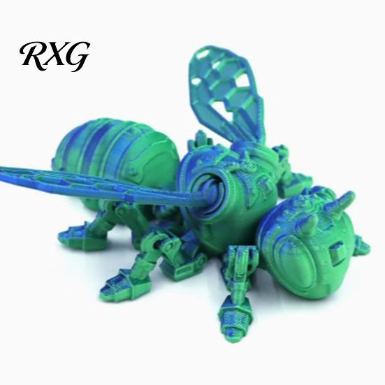 Bee Collectible Toy 3D Printed Cyberpunk Figurine, Movable Joints Mechanical Hornet Ornament, Articulated Wasp Flexible Figure Fidget Toy, Stress