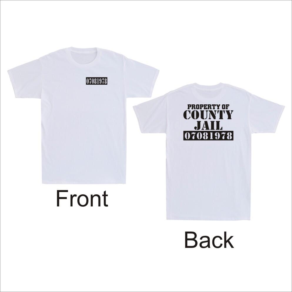 Property Of The County Jail Prison Funny Orange Front  Back Print Unisexs Tshirt