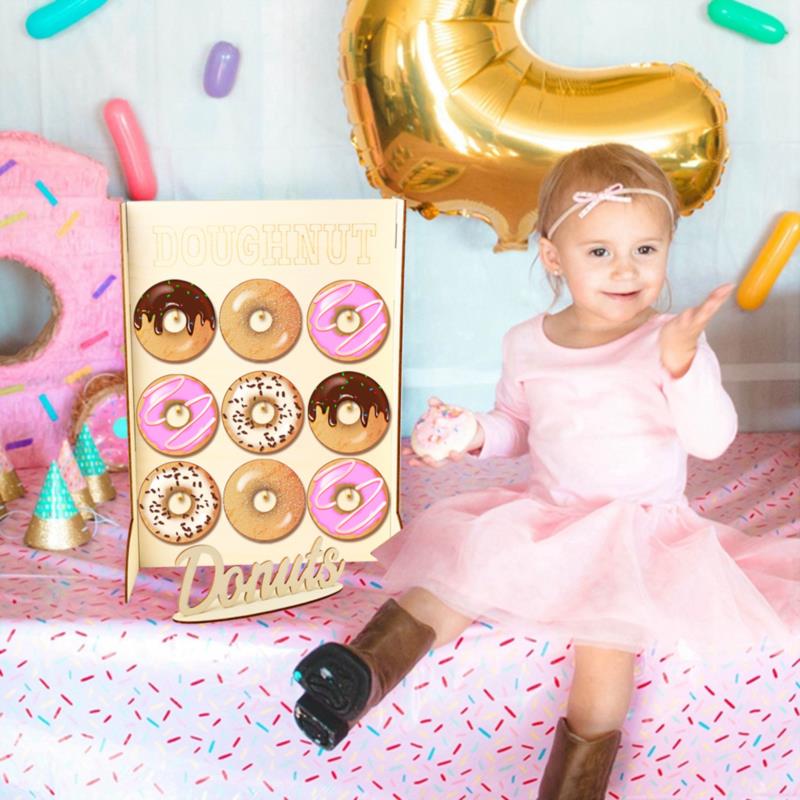 Wood Donuts Wall Display Stand Holder Wedding Birthday Party Baby Shower Decor