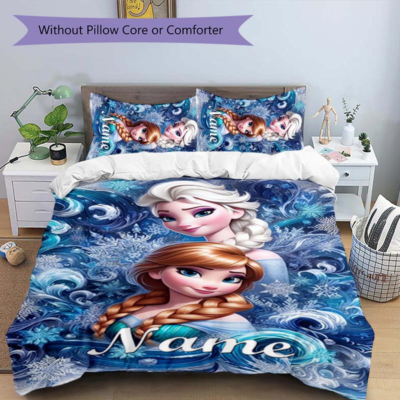 3pcs Frozen6 Cover Set - Personalized Name, HD Printed Bedding with 1 Cover and 2 Pillowcases - Perfect for Home Decor, Easy Care