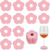 FINGERINSPIRE 150 Pcs Drink Name Tags for Wine Glasses Flower/Round Shape Pink Paper Wine Glass Marker Blank Wine Glass Charm Cocktail Champagne Tag