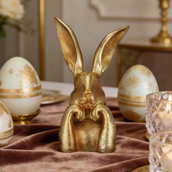 Easter Bunny Figurine Cute Rabbit Holding Face Statue 3D Printed Bunny Ornament for Living Room Bedroom Bookshelf Desktop Shelf Decor