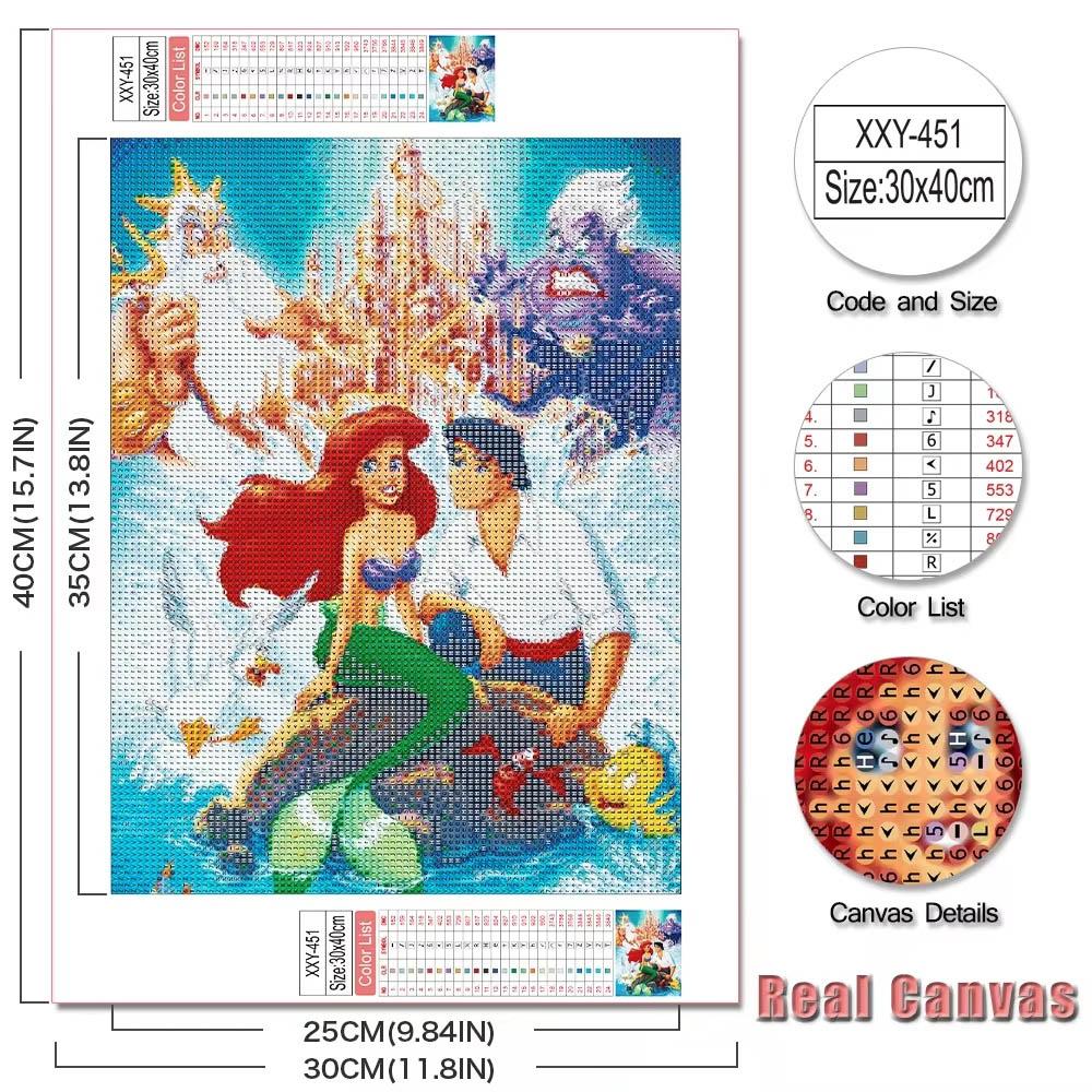 Disney La Sirenetta Ariel Collezione Oceano Pittura Diamante 5D Piena di Diamanti Fai da Te Pittura Diamante Fatta a Mano Cartone Animato Decorazione Kit Pittura