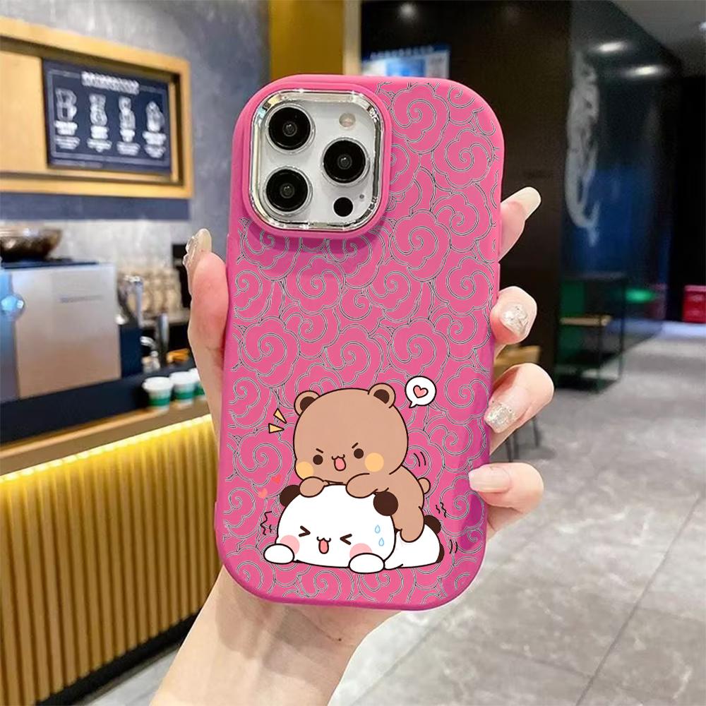 Phone Case: 2D Flat Case Suitable for iPhone 18, 17, 16, 15, 14, 13 Pro Cases, Couple Styles, Brown Bear Pressing Panda, Christmas and Halloween Gifts