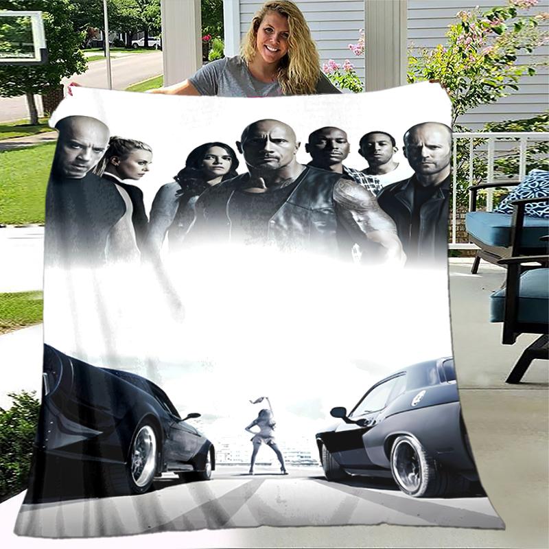 1pc Blanket Fast and Furious Print Design, Lightweight Blanket for Sofa, Bed- Soft &Warm, Gift for All Seasons like Christmas, Halloween