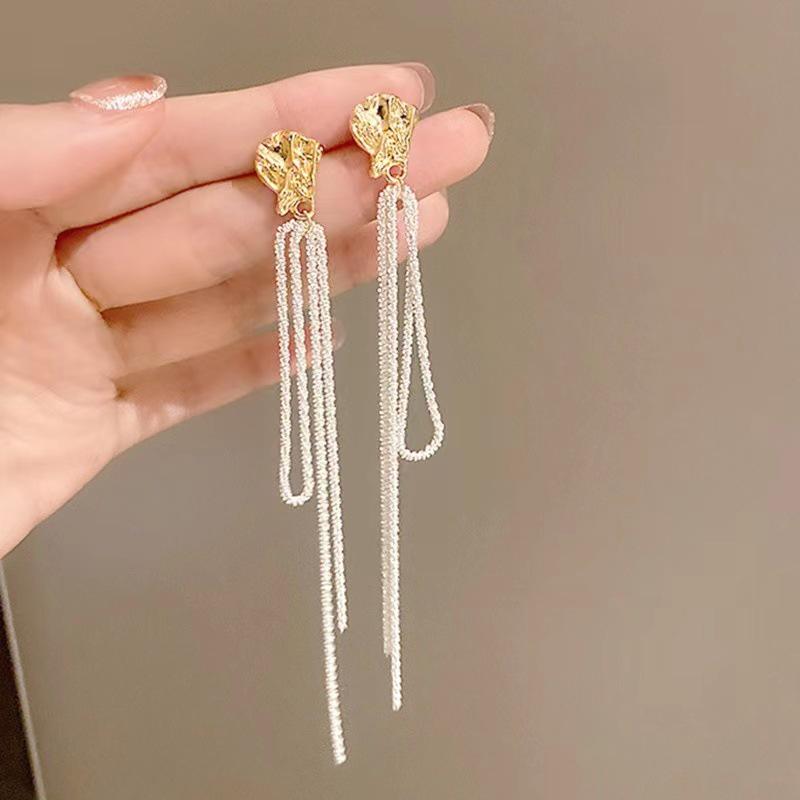 925 Silver Needle Korean Geometric Long Dangle Earrings - Retro Elegant Forest Style Accessories for Women