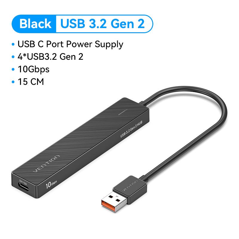 Vention USB 3.2 Gen 2 Extension HUB 10Gbps High Speed Type C Power Supply 4 USB Port Splitter for Laptop Macbook PC Computer Adaptor 4*USB 3.2 Gen 2