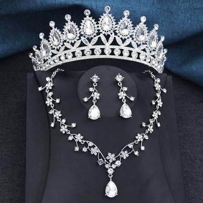 Seturi de bijuterii de mireasă cu picătură de apă pentru femei Set de 3 bucăți Diademi și cercei Coroana de nuntă Accesorii de bijuterii pentru mirese