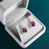 JoiasHome Yellow Gold Color Drop Earrings for Women Silver 925 Jewelry with Purple Zircon Amethyst Female Party Ear Accessories