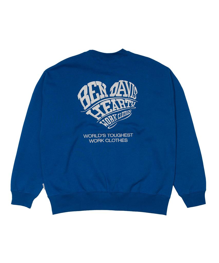 BEN DAVIS Heart Embroidered Crewneck Sweatshirt Black