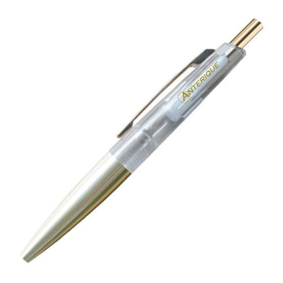 Anterique Oil-Based Ballpoint Pen, 0.5mm, Mini Size, Crystal Clear, BP20-CC, Brass Machined Lower Barrel, 10cm Total Length