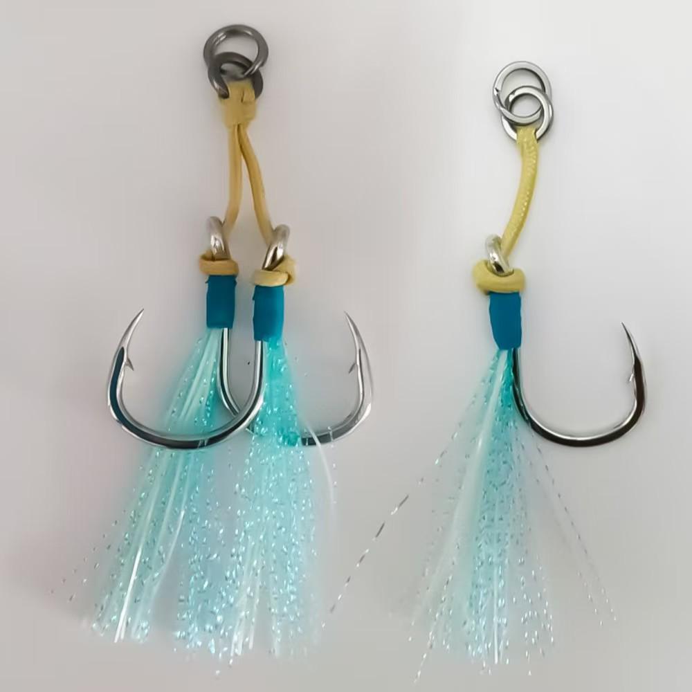 Iron Plate Double Hook with Luminous Kevlar Line – Anti-Bite for Big Fish: Mackerel, Seabass, Black Carp, Slow Retrieve Sea Fishing.