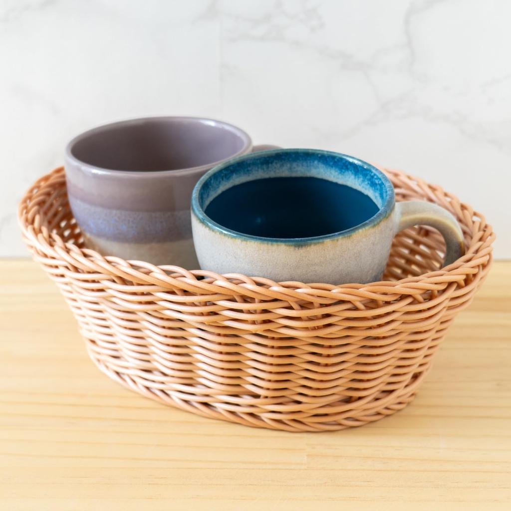 Aito Seisakusho Pair of Large with Mino Dishwasher and Microwave Product Number 266764 "Glayz Works" Mugs, 350ml, Washable, Basket, Green/Purple,