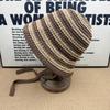Striped strap knitted hat women's summer bucket hat breathable hollow face small versatile sunshade bucket hat