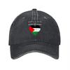 Palästina Herz Flagge Gewaschenes Canvas Baseballkappe Wahrheit Mut Gestickter Aufnäher Verstellbar Unisex Hut