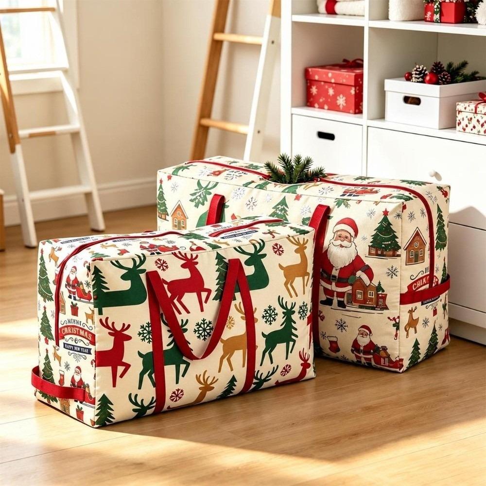 Oxford Cloth Christmas Organizer Bag Cartoon Print Christmas Ornament Storage Bag Ornaments
