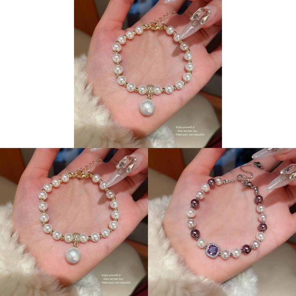 Französisches Vintage Zirkon Quadrat Perlenarmband im geometrischen Stil für Damen Geschenk