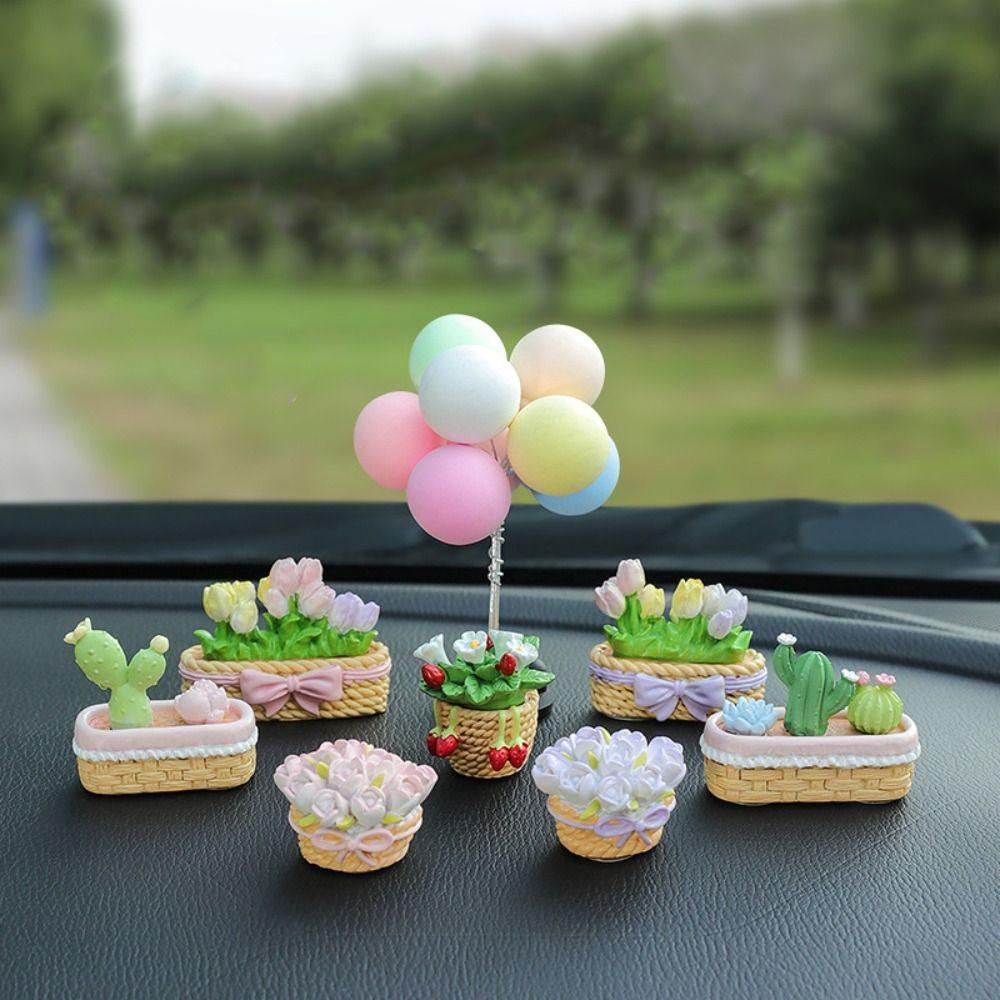 

Resin Car Center Console Decoration Flower Pot Desktop Ornament New Car Interior Decor
