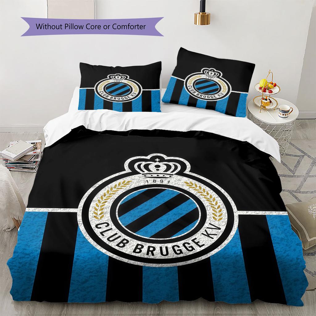 Club Brugge KV Pattern Bedding,Quilt Set Quilt Cover Pillowcase Home Birthday Gift(1 * Duvet Cover + 2 * Pillowcase, Without Core)