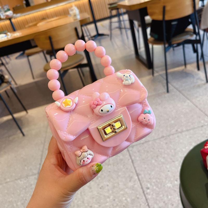 Children's cute cartoon jelly bag girls silicone change bag messenger bag little girl mini pearl handbag