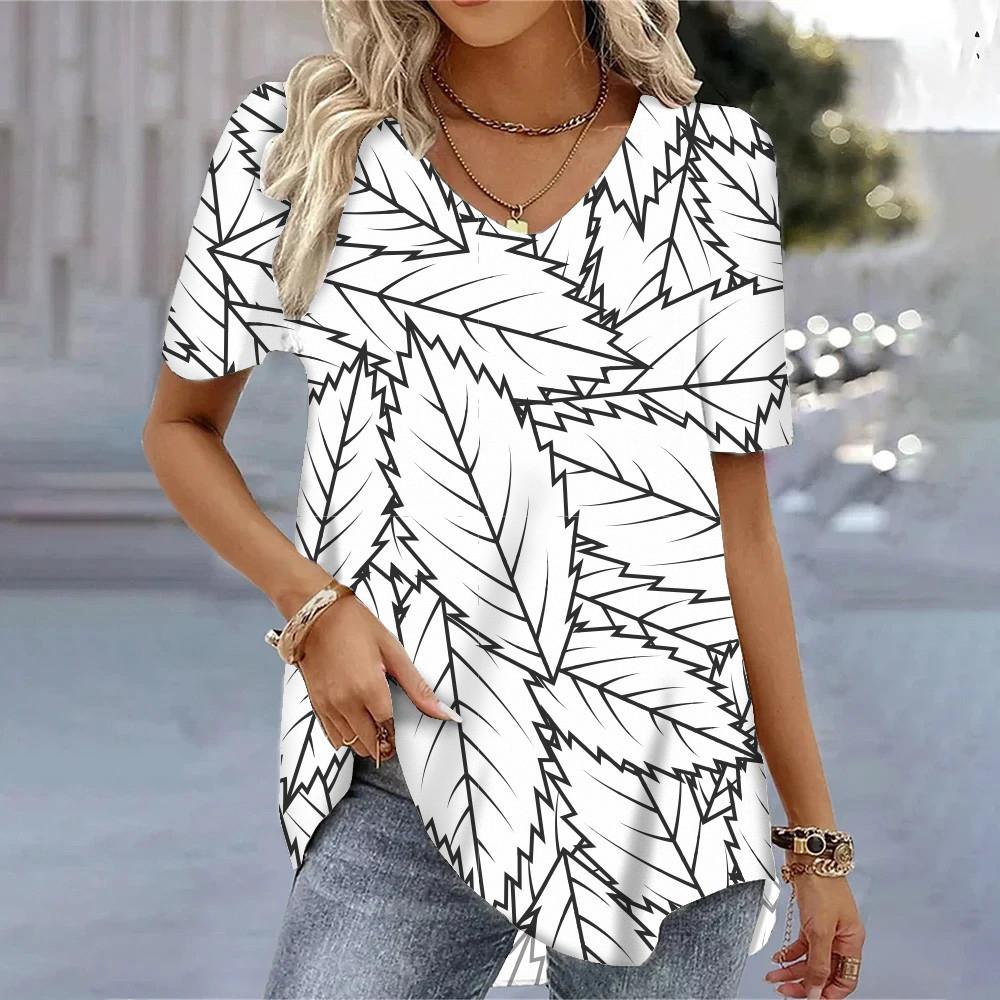 Fresh Flower  Pattern 3D Printed V-Neck Short Sleeved Women's Deals Graphic T Shirts Blouses Women T-Shirts