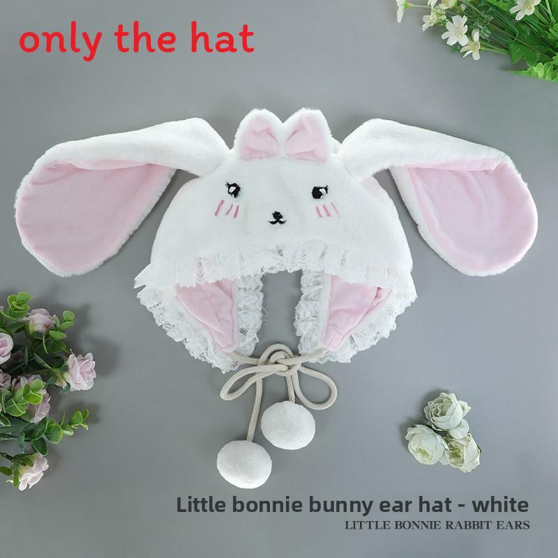 Thick Earmuff Cap With Rabbit Cat Bear Ear Design And Bow Decor For Winter And Fall Fashion WhiteBunny