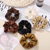 Silk Satin Retro French Scrunchie - Large Solid Color Hair Accessory for Women