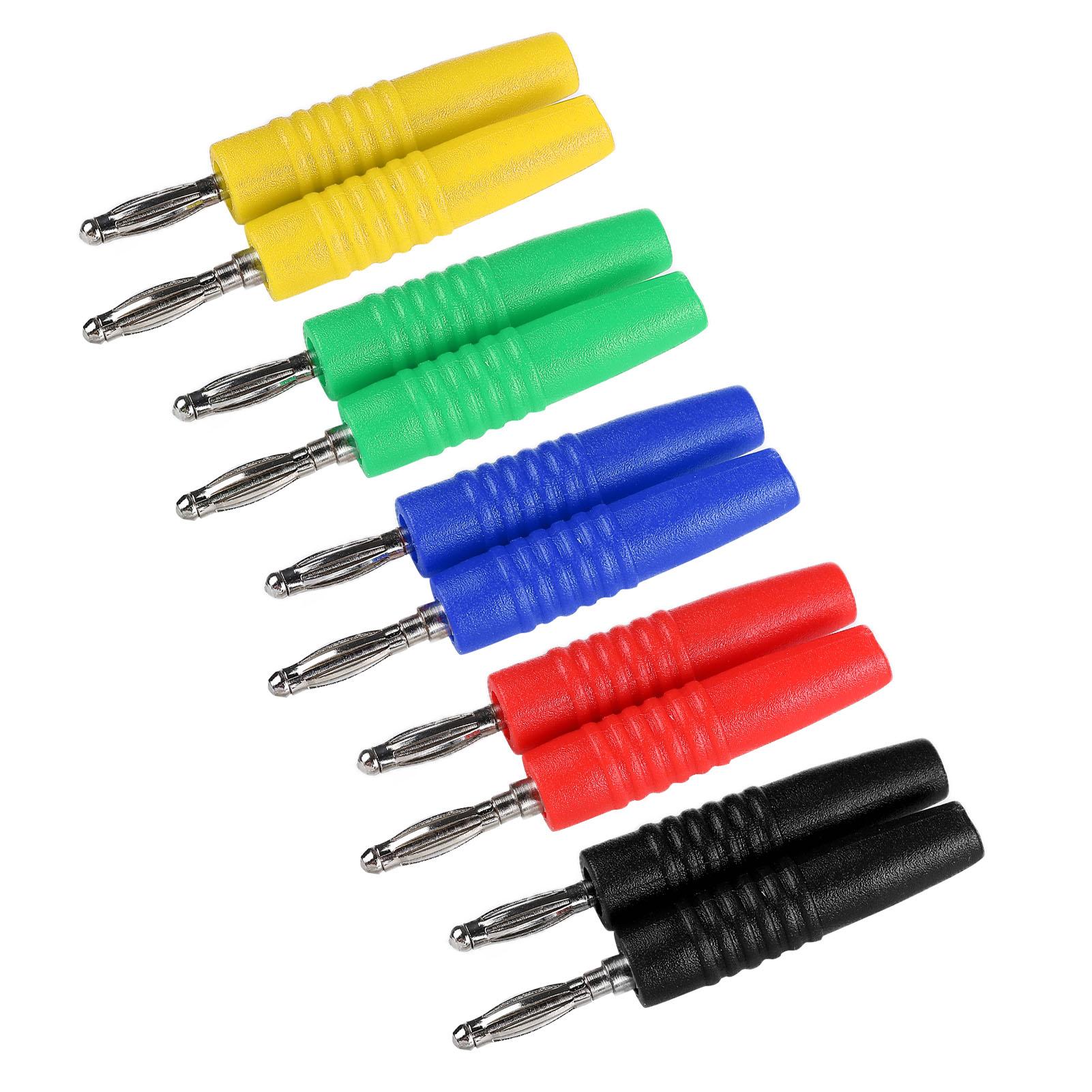 

10Pcs U49 2mm Banana Plug Wire Banana Jack for Electrical Testing Red Black Yellow Green Blue