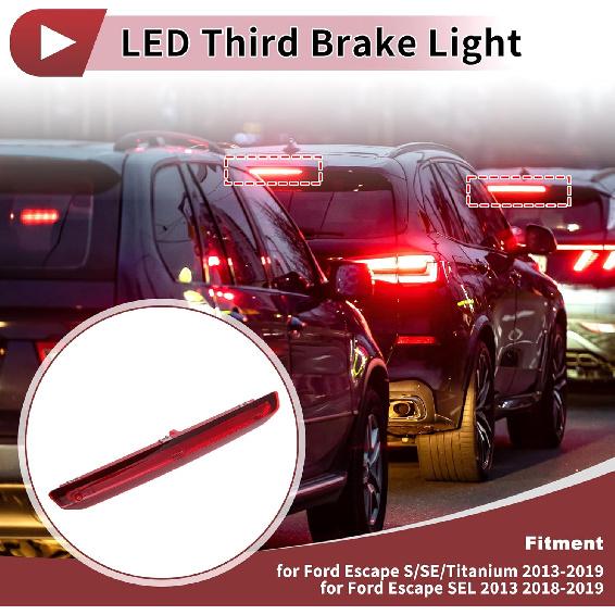 LED Third Brake Light for Ford Escape 2013-2019 No.CJ5Z13A613B/CJ5413A601AD Red 3rd High Mounted Stop Lamp Rear Center High Level Brake Light