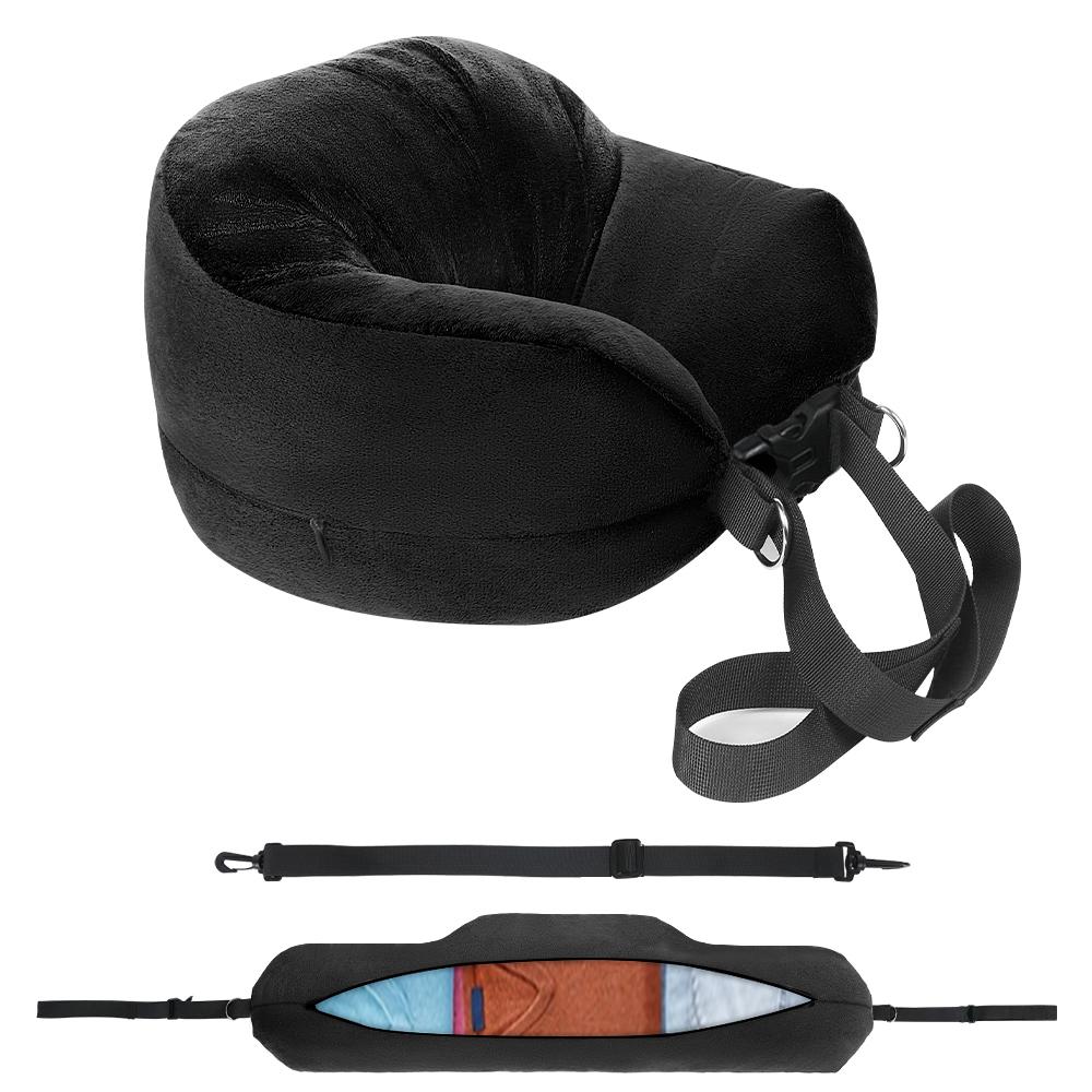 

Travel Neck Pillow with Fillable Clothing U-Shaped Pillowcase, Extra Storage Bag, Velvet Neck Pillow Cover for Airplane Travel See below for size descriptions