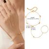 Luxury Minimalist Gold Plated Thin Chain Finger Ring Hand Chain Bracelets for Women, Party Elegant Stainless Steel Jewelry