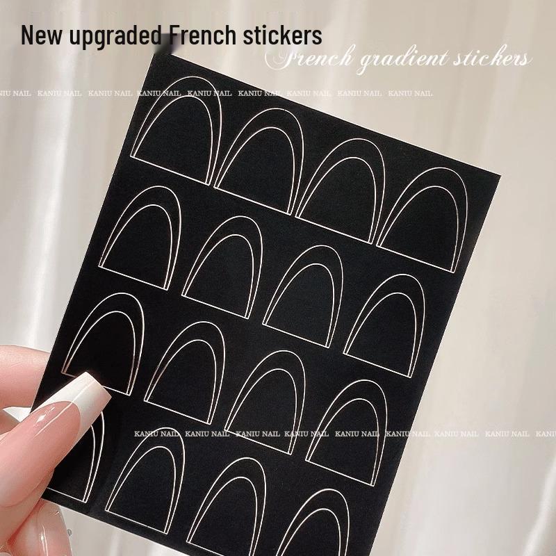 

Vintage Airbrush Nail Art Stickers - Dual-Use French Smile Lines Template