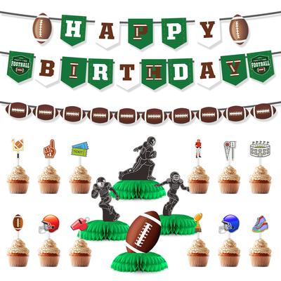 American Football Party Birthday Decoration Super Bowl Football Flag Latte Honeycomb Ornament Set