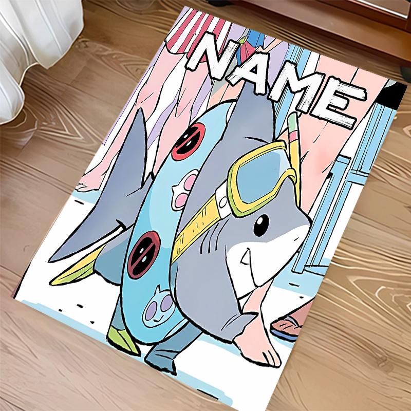 Custom Personalization Jeff the Land Shark Print Area Rug - Soft, Washable Non-Slip Indoor Mat,Living Room,Home&Office Decorative Rug
