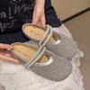 2025 New Thick-soled Mary Jane Shoes Women's Summer Outer Wear Bag Head Half Slippers Shoes Lazy One Pedal Mesh Sandals