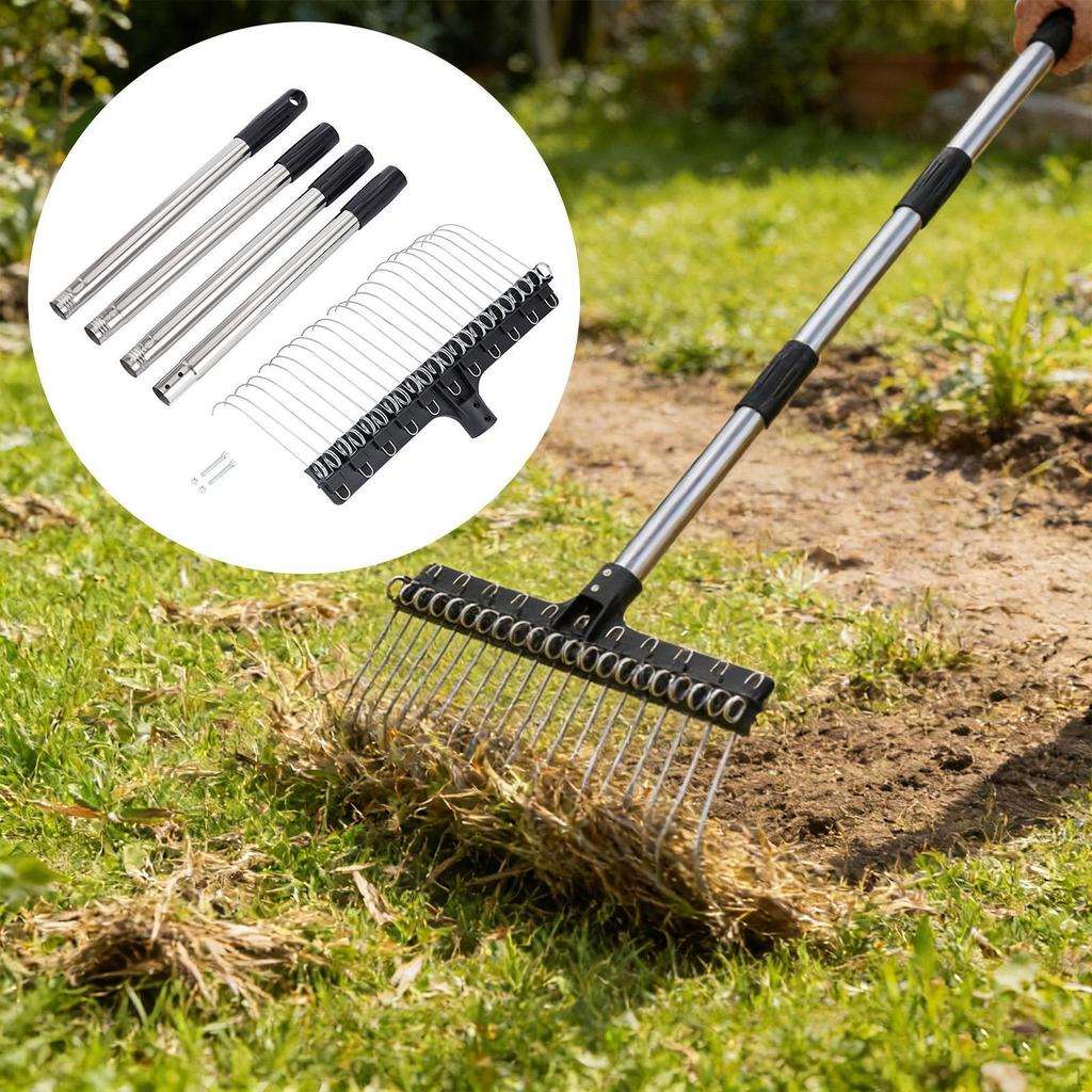 Long Handle Garden Rake Gardening Tool Garbage Lawn Yard Leaf Heavy Duty for Farm Outdoor