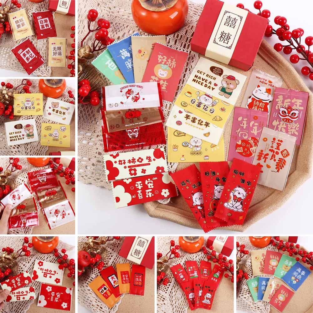 100pcs Handmade Snowflake Crisp Packaging Bag Transparent New Year Sealing Bag Snack