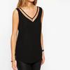 Chiffon Vest T Shirt Blusas Tops V Neck Sleeveless Summer Top women Patchwork Bottom Camisole Sheer Mesh Casual Tank