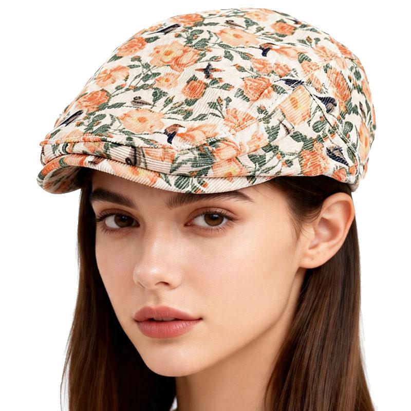 Retro Beret Women Spring Vintage Floral Print French Cap Peaky Blinders Hats Peaked Cap Women American Flat Hats Newsboy Cap