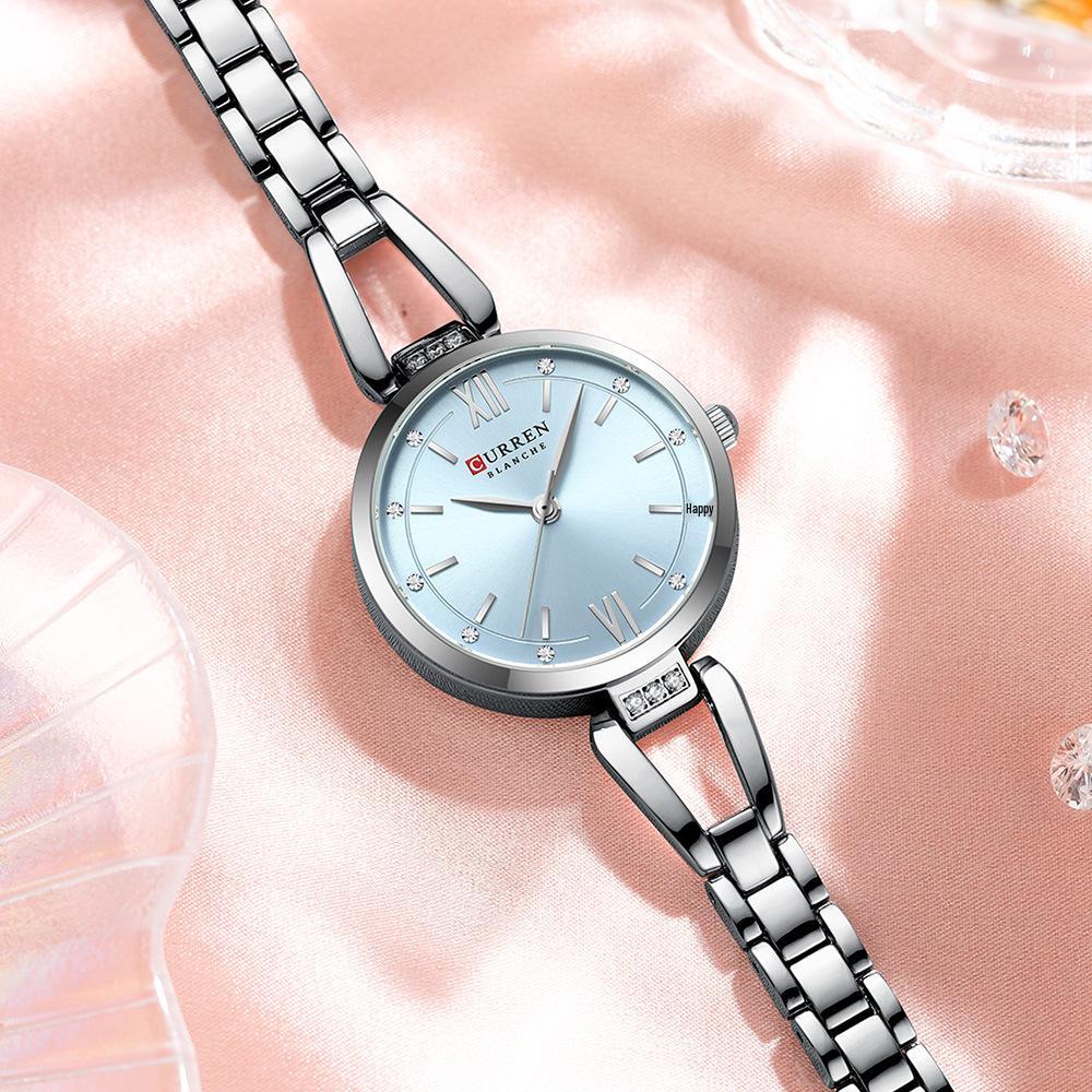 CURREN 9092 Women's Waterproof Quartz Watch with Steel Band and Simple Small Dial