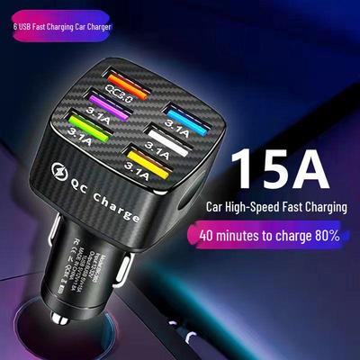 6-Port QC3.0 USB Car Charger - Fast Charging Multi-USB Vehicle Adapter