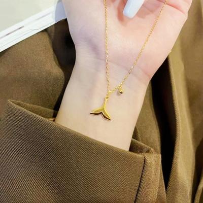 Fish Tail Necklace Women's Light Luxury Golden Tail Collarbone Chain Summer